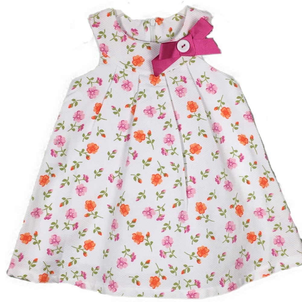 Girandola Sleeveless White and Flower Print Dress